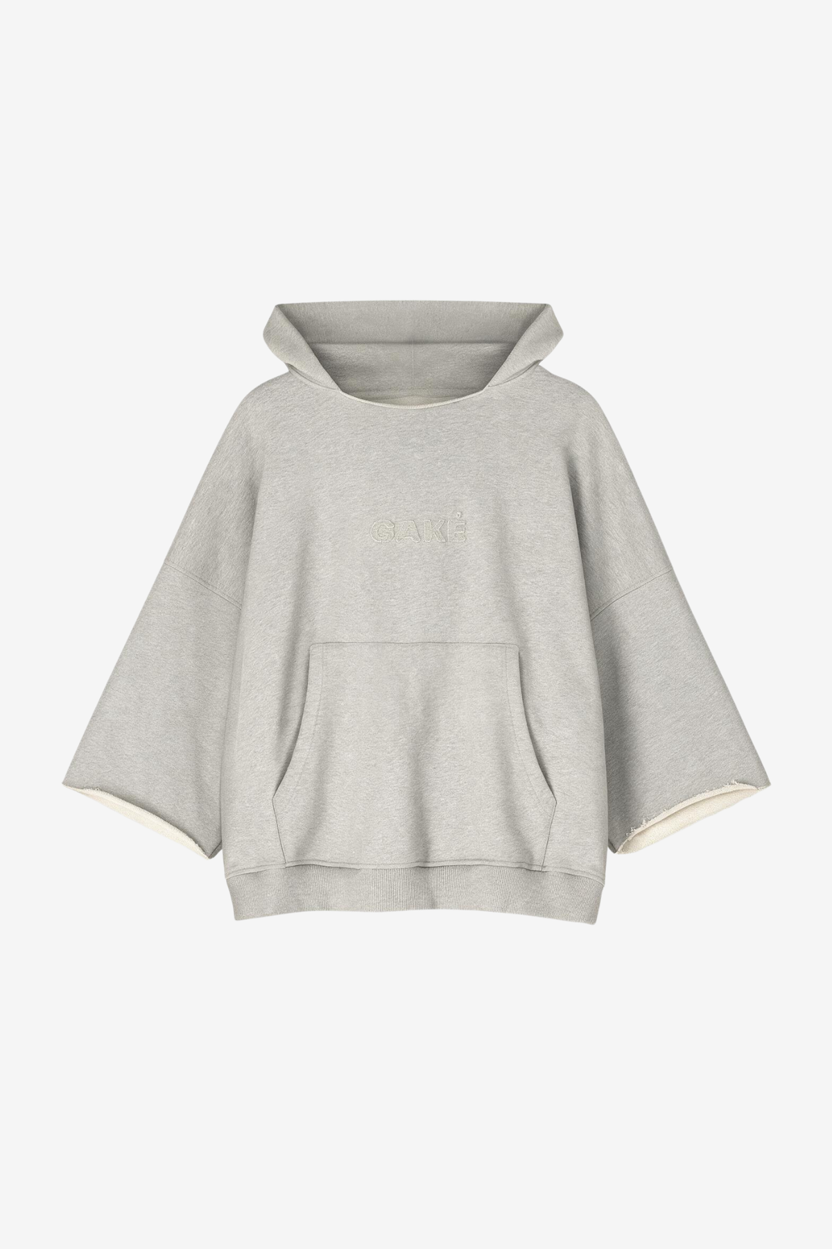 Relaxed 3/4 Sleeve Hoodie – Marl Grey