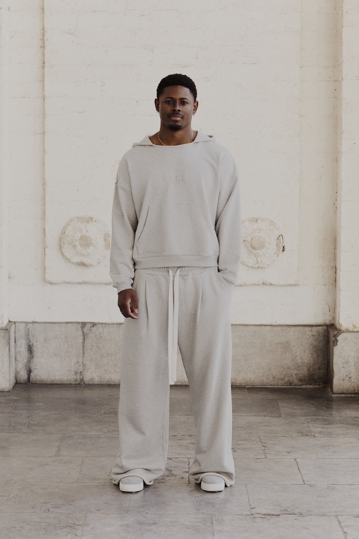 Relaxed Pleated Sweatpants – Marl Grey