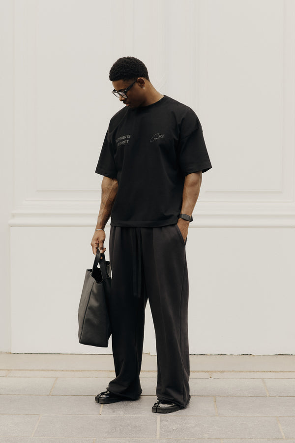 Relaxed Pleated Sweatpants – Vintage Black