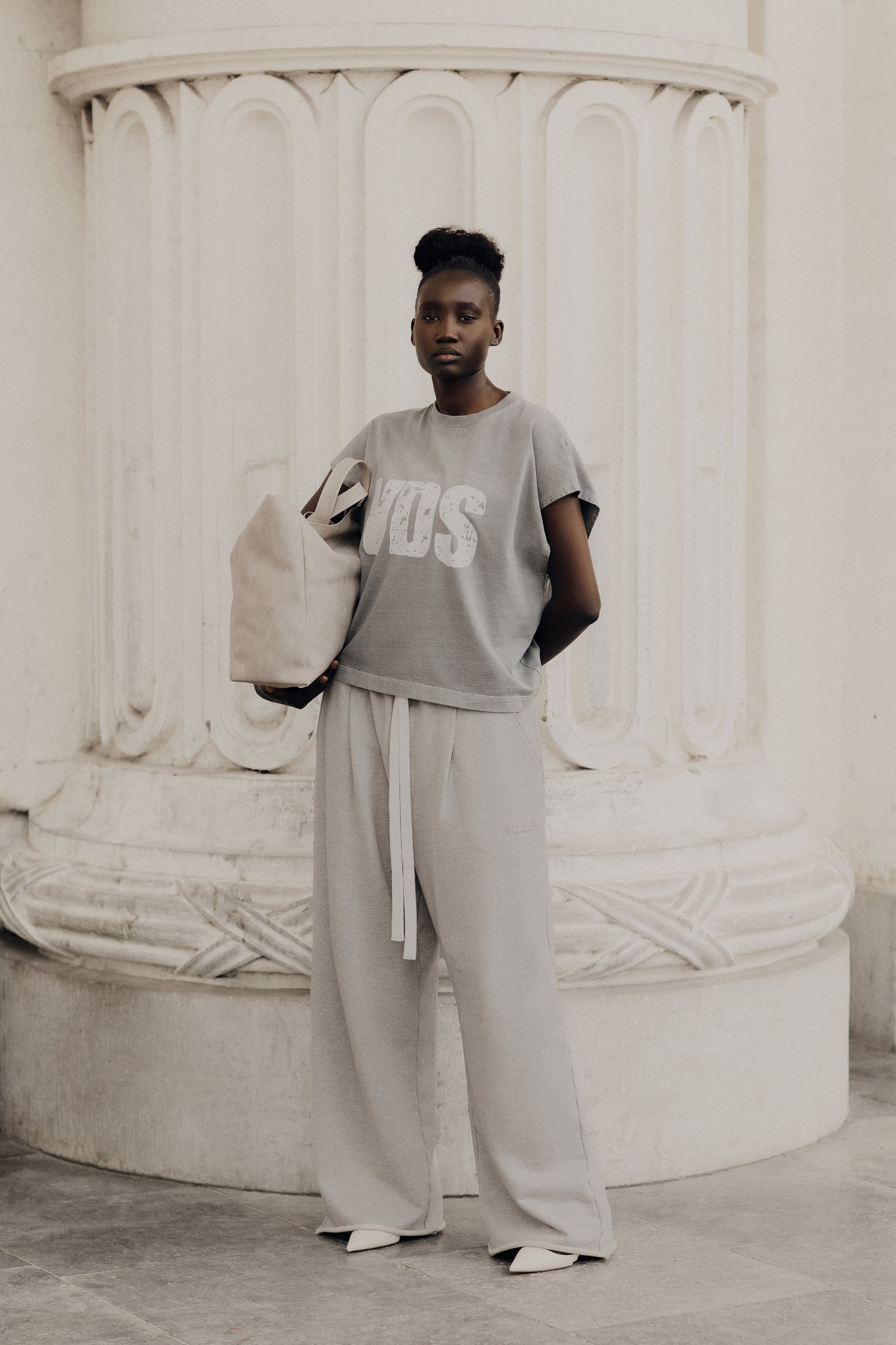 Relaxed Pleated Sweatpants – Marl Grey