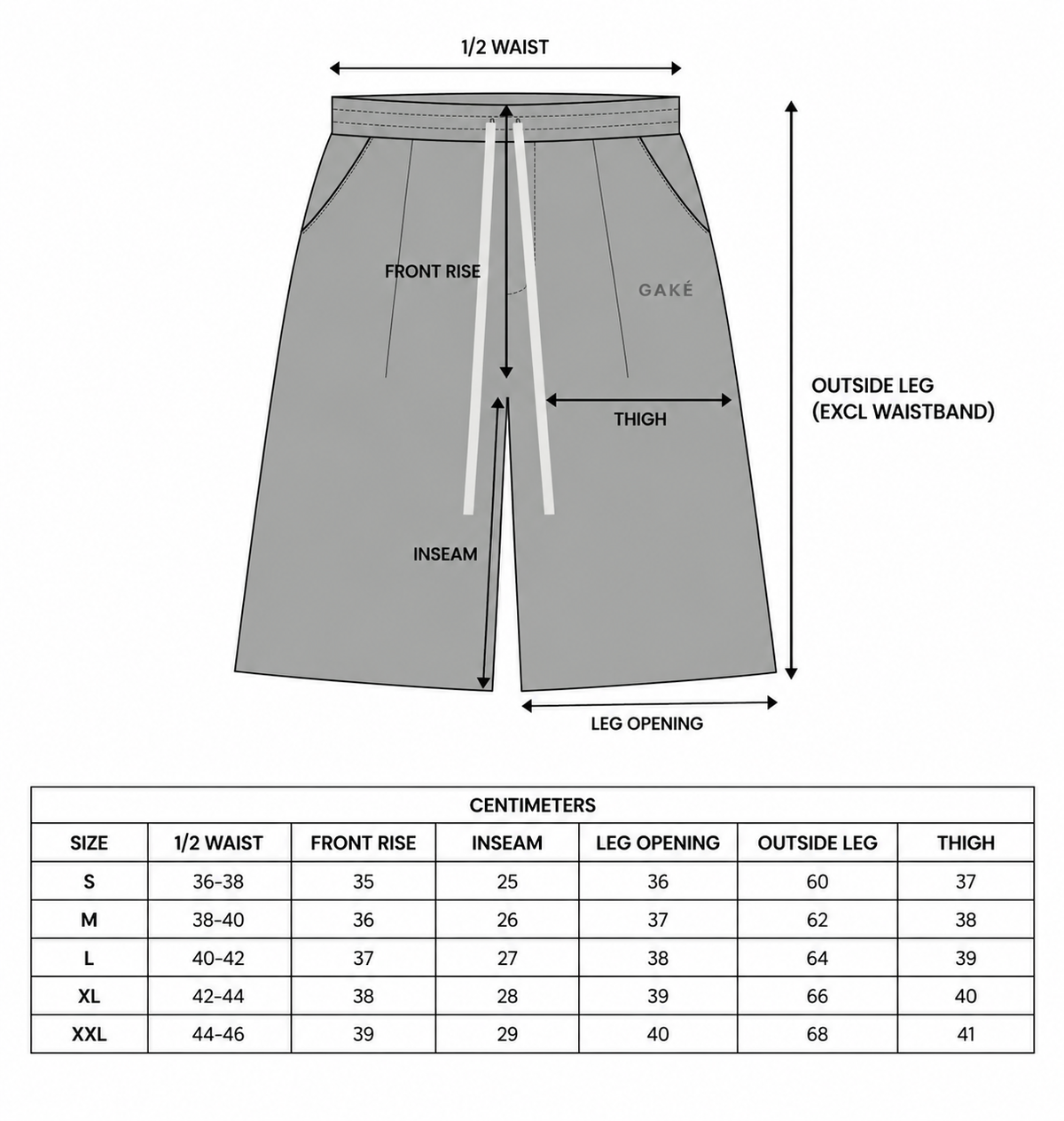 Size chart – Relaxed Pleated Shorts